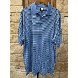 Footjoy Men’s Short Sleeve Striped Golf Polo Blue Black White Size Extra Large